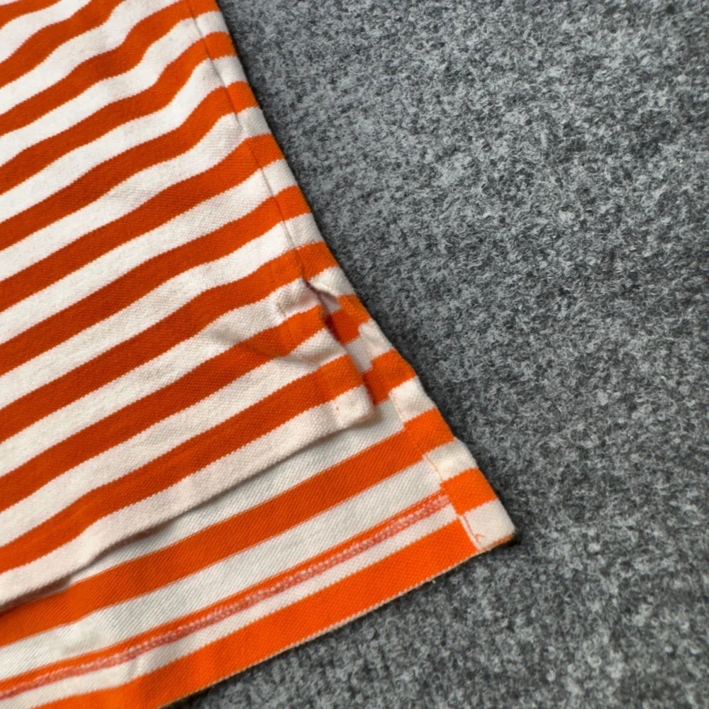 Vintage Polo Ralph Lauren Shirt Mens 2XL Orange Striped Pique Pocket Polo 90s